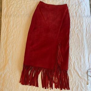 Vintage red suede skirt